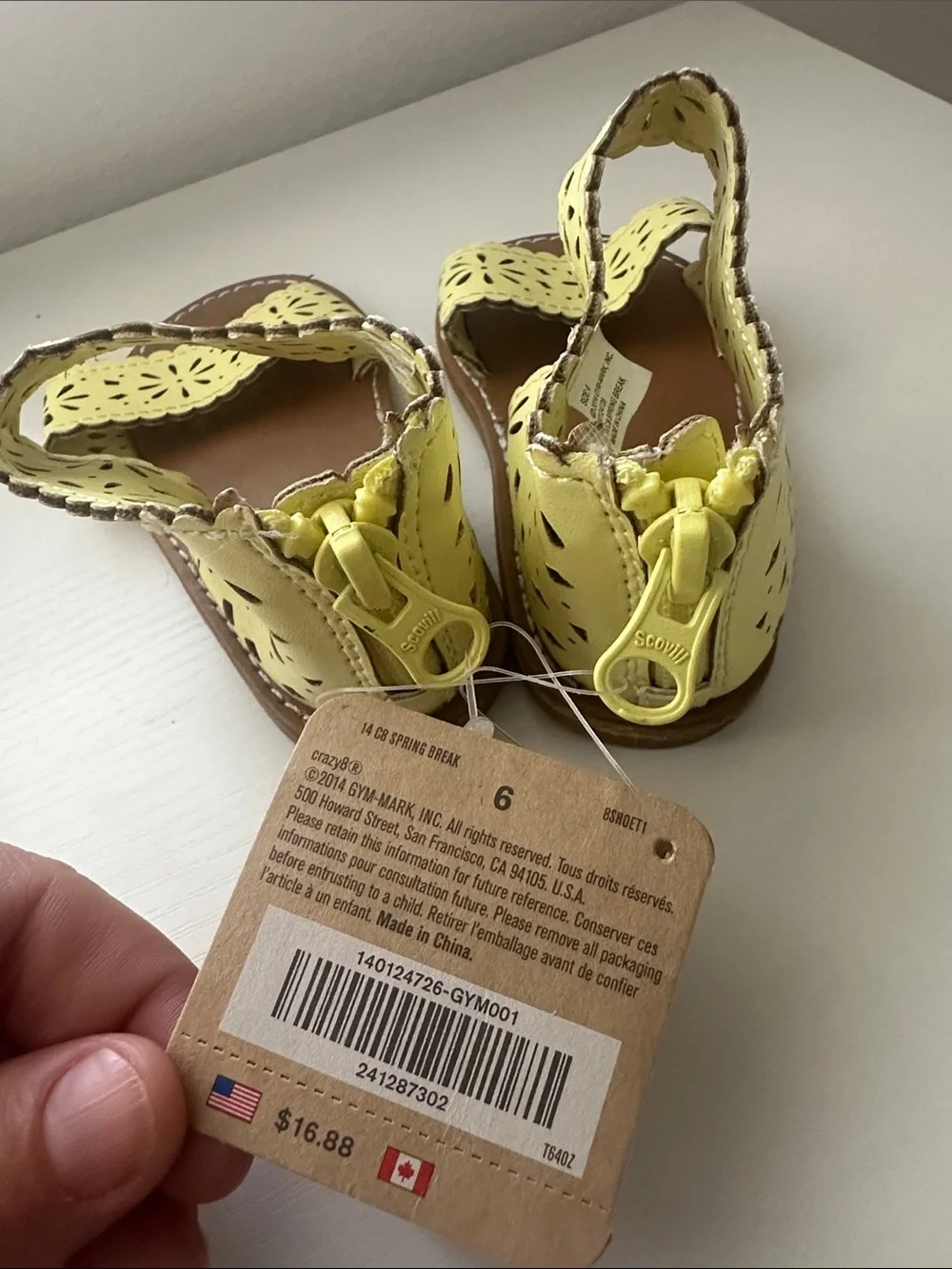 Crazy 8 Yellow Cutout Strap Sandals